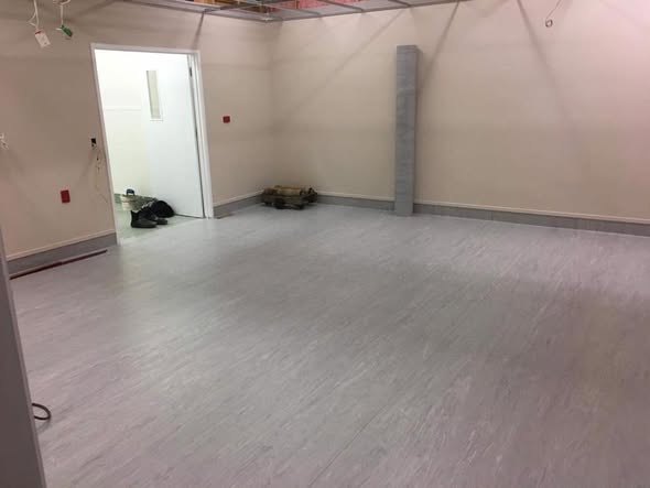 Flooring laid in a room